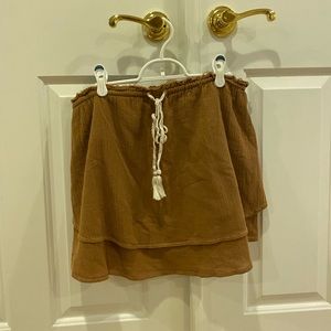 Free People brown strapless top and short set